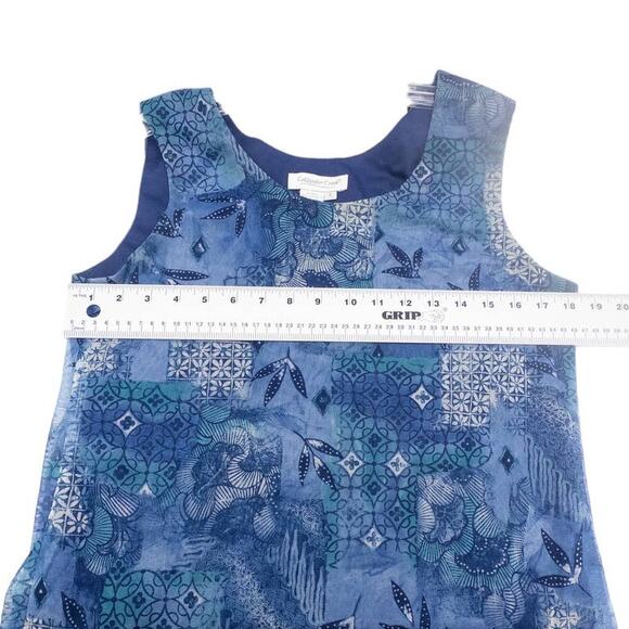 Coldwater Creek Twin Set Tank Top Jacket Sheer Blue Print S - Picture 3 of 4